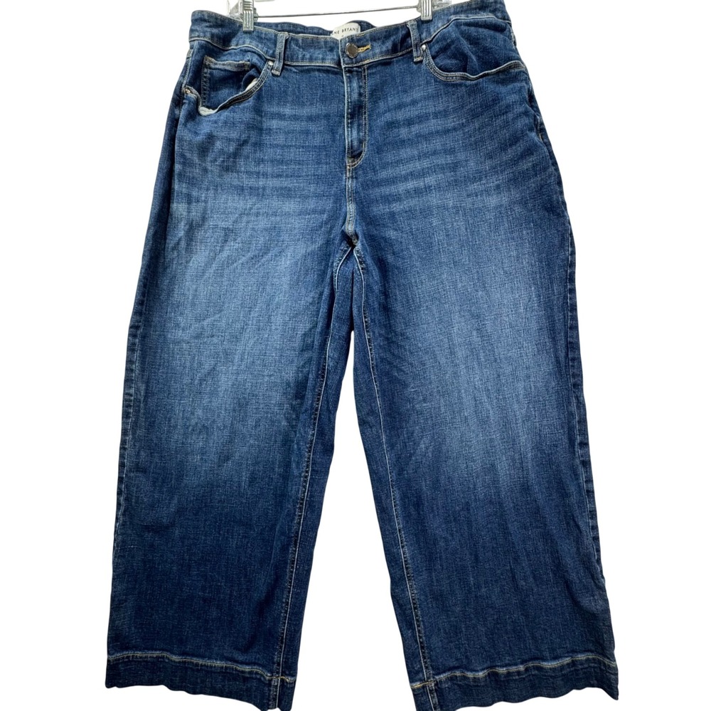 Lane Bryant Crop Wide Leg Jeans Women 22 Blue Stretch High Rise Casual A83827
